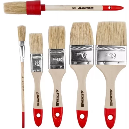 Набор STAYER &quot;STANDARD&quot; &quot;UNIVERSAL&quot;: Кисти, светлая натуральная щетина, деревянная ручка, 6шт 0162-H6_z01 купить в Тюмени