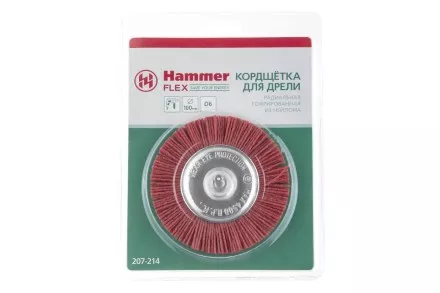 Кордщетка HAMMER плоская 100мм для дрели нейлон (207-214) купить в Тюмени