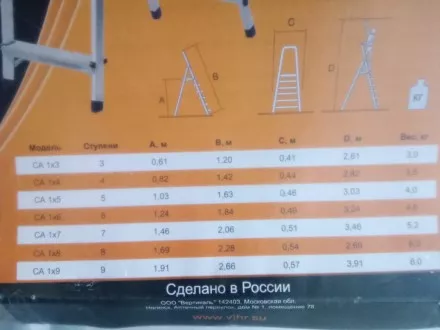 Стремянка алюминиевая Вихрь СА 1х3 купить в Тюмени