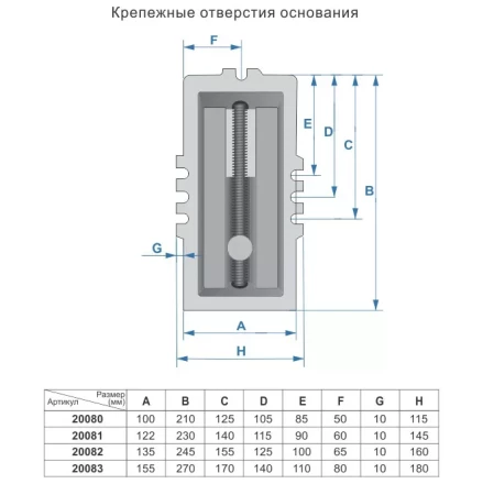 Тиски  машинные крестовинные 125мм 20082 купить в Тюмени