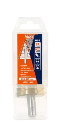 Сверло для металла ступенчатое 4-39 13 ступ ход 5 VMX 511633 купить в Тюмени
