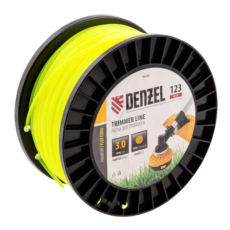 Леска для триммера круглая Denzel, 3,0мм х 123м, на DIN катушке FLEX CORD, 96282 купить в Тюмени