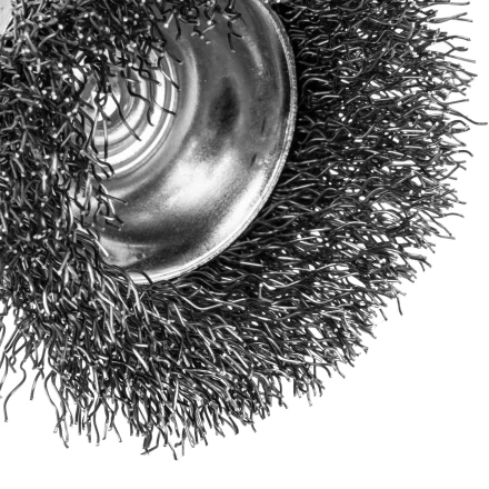 Набор щеток для дрели Denzel, 2 Плоские 50-75мм, 3 Чашки 25-50-75мм, шпилька,  нерж.вит. проволока 74493 купить в Тюмени