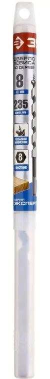 ЗУБР. Сверло по дереву, спираль Левиса, HEX хвостовик, 8х235мм 2948-235-08_z01 купить в Тюмени