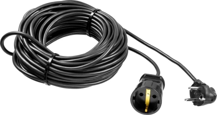 Удлинитель-шнур &quot;ПВС 307-Ш&quot;, 20 м, 2500 Вт, 1 гнездо, ПВС 3х0,75 мм2, ЗУБР 55022-20 купить в Тюмени