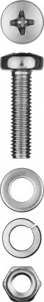 Винт (DIN7985) в комплекте с гайкой (DIN934), шайбой (DIN125), шайбой пруж. (DIN127), M4 x 20 мм, 24 шт, ЗУБР 303476-04-020 купить в Тюмени