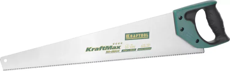 Ножовка универсальная (пила) KRAFTOOL "KraftMax-9" 9TPI, 550мм, 3D зуб, точный рез вдоль и поперек всех видов материалов, средних и мелких заготовок 15220-55 купить в Тюмени