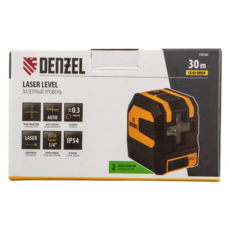 Лазерный уровень LX 03 Green, 30 м, 520 нм, резьба 1/4" Denzel 35058 купить в Тюмени