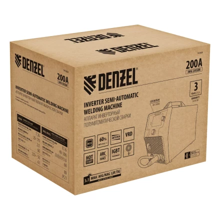 Аппарат инвертор. полуавтомат. cварки Denzel IMIG-205SDR, 200 А, ПВ 60%, катушка 5 кг купить в Тюмени
