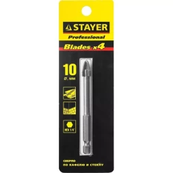 Сверло по кафелю, керамике, стеклу, с четырьмя режущими лезвиями, шестигранный хвостовик, 10 мм, STAYER "PROFESSIONAL" 2985-10 2985-10_z01