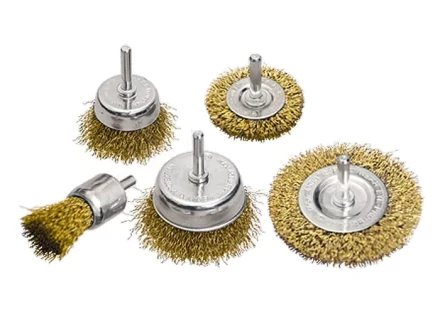 Набор щеток для дрели 5 шт 2 плоские 50-75 мм + 3 &quot;чашки&quot; 25-50-75 мм со шпильками MATRIX 74492 купить в Тюмени