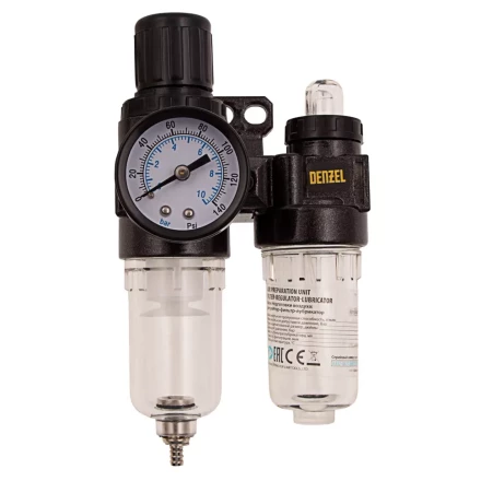 Блок подготовки воздуха регулятор-фильтр-лубрикатор FLR1500, 10 бар, 1500 л/мин, 1/4&quot; Denzel 57469 купить в Тюмени