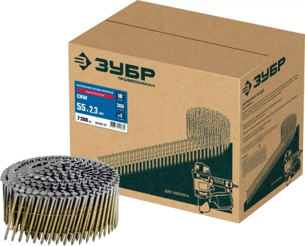 ЗУБР CNW 55 х 2.3 мм, барабанные гвозди рифленые оцинкованные, 7200 шт (305383-55) купить в Тюмени