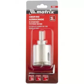 Сверло алмазное по керамограниту 35 х 67 мм 3-гранный хвостовик MATRIX 726353 купить в Тюмени