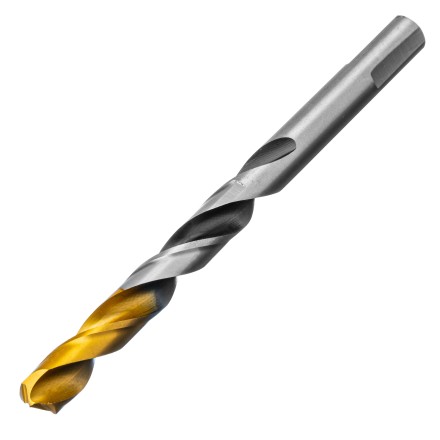 Сверло спиральное по металлу Denzel 10 x 133мм, Р6М5, Golden Tip, многогранная заточка, 718285 купить в Тюмени