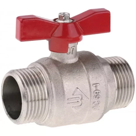 Кран ЗУБР шаровой 3/4&quot; полнопроходной &quot;папа-папа&quot;, бабочка, никелированная латунь 51355-N-3/4 купить в Тюмени