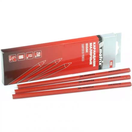 Карандаши малярные овальные для твердых поверхностей 250мм коробка 12штук MATRIX 84811 купить в Тюмени