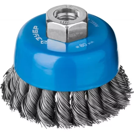 ЗУБР &quot;ПРОФЕССИОНАЛ&quot;. Щетка чашечная для УШМ, плетеные пучки стальной проволоки 0,5мм, 80ммхМ14 35275-080_z02 купить в Тюмени