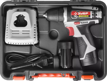 Дрель-шуруповерт ЗУБР "МАСТЕР", Литий-ион, 2 скорости, реверс, 12В, 1.5 А/ч, 10 мм, 0-360 / 0-1400 об/мин, 2 АКБ, БЗУ, блокировка шпинделя ДА-12-2-Ли КНМ1 купить в Тюмени