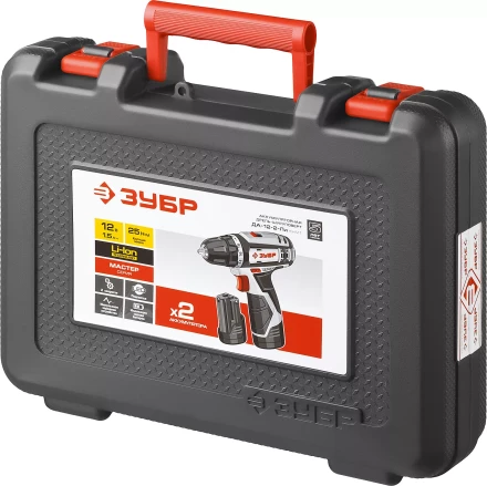 Дрель-шуруповерт ЗУБР "МАСТЕР", Литий-ион, 2 скорости, реверс, 12В, 1.5 А/ч, 10 мм, 0-360 / 0-1400 об/мин, 2 АКБ, БЗУ, блокировка шпинделя ДА-12-2-Ли КНМ1 купить в Тюмени