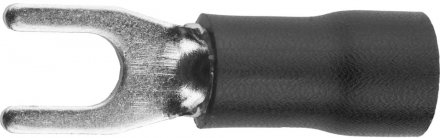 Наконечник СВЕТОЗАР для кабеля, изолированный, с вилкой, черный, вн. d 4,3мм, под болт 6мм, провод 2,5-4мм2, 37А, 10шт 49420-40 купить в Тюмени