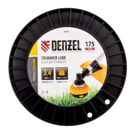Леска для триммера квадрат Denzel, 2,4мм х 175м, на DIN катушке FLEX CORD, 96292 купить в Тюмени