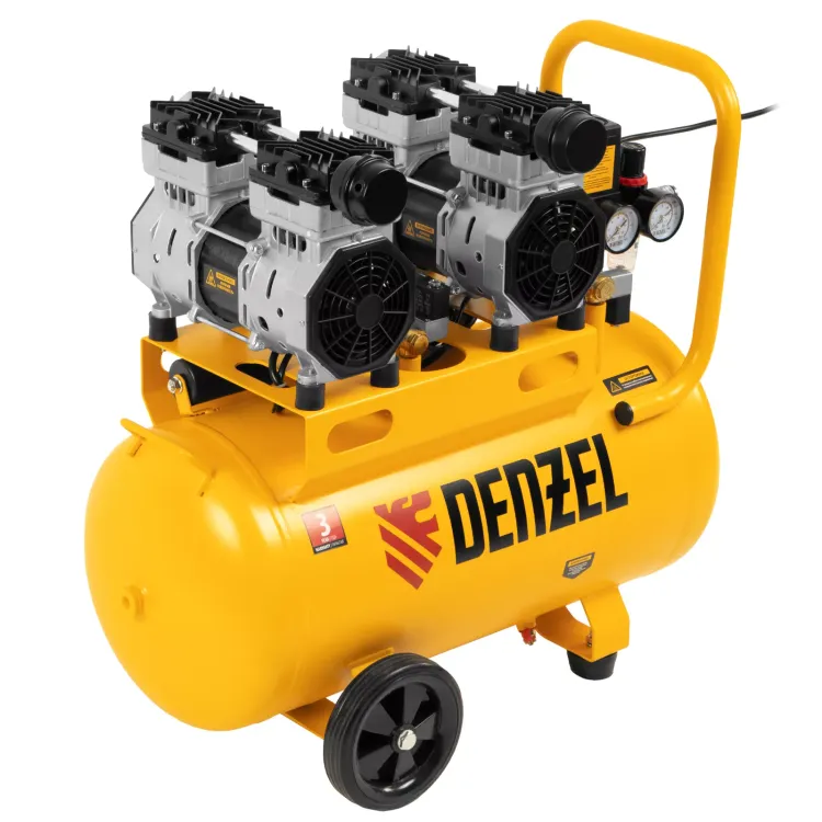 Компрессор безмасляный, малошумный Denzel DLS 1500/50, 1500 ВТ, 2x750, 50 л, 260 л/мин купить в Тюмени