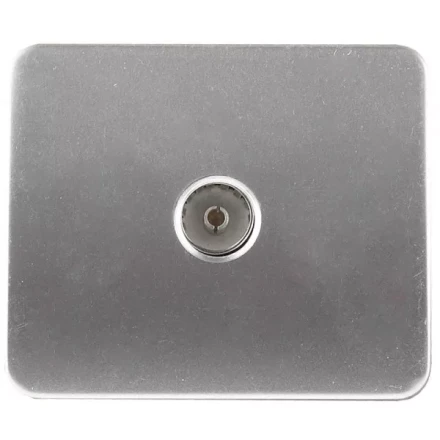 Розетка СВЕТОЗАР &quot;ГАММА&quot; телевизионная, без вставки и рамки, цвет светло-серый металлик SV-54115-SM купить в Тюмени