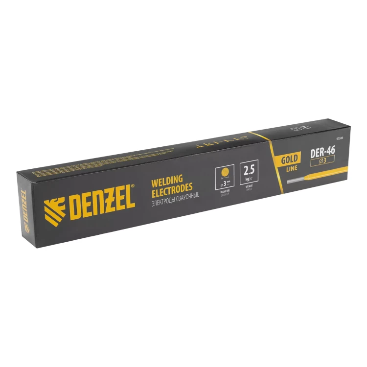 Электроды Denzel DER-46 Goldline, диам. 3 мм, 2,5 кг, рутил-целлюлозное покрытие 97506 купить в Тюмени