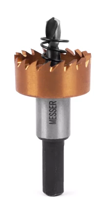 HSS-TiN коронка MESSER  27мм с центр. сверлом и толкающей пружиной для  лист. материала  до 2 мм ц/х купить в Тюмени