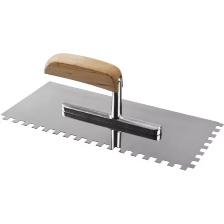 Гладилка нержавеющая ЗУБР &quot;ПРОФЕССИОНАЛ&quot; с деревянной ручкой, зубчатая, 8х8мм, 130х280мм 0806-08_z01 купить в Тюмени
