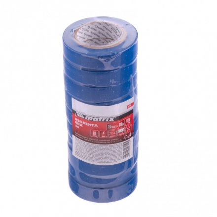Набор изолент ПВХ 15 мм х 10 м синяя в упаковке 10 шт 150 мкм Matrix 88784 купить в Тюмени