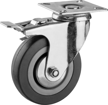 Колеса поворотные с тормозом из литой резины с полипропиленовым диском серия МАСТЕР купить в Тюмени