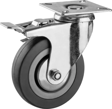 Колеса поворотные с тормозом из литой резины с полипропиленовым диском серия МАСТЕР купить в Тюмени