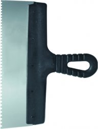 Шпатель из нержавеющей стали 150 мм зуб 4х4 мм пластмассовая ручка СИБРТЕХ/Р 85455