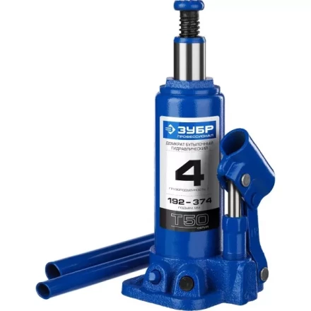 Домкрат гидравлический бутылочный T50, 4т, 192-374мм, ЗУБР Профессионал 43060-4 43060-4_z01 купить в Тюмени