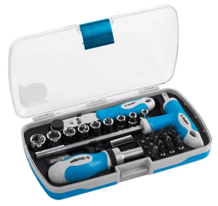 Набор ЗУБР Отвертка &quot;ЭКСПЕРТ&quot; реверс.с насадками, 2-хкомпон. ручка,битодерж. с Т-образ. ручкой, в пласт. боксе, 30 пред 25286-H30 купить в Тюмени