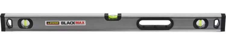 Уровень STAYER "PROFESSIONAL" "BlackMax" коробчатый усиленный с ручками, утолщенный особопроч профиль, 0,5мм/м, 3 ампулы, 80см 3475-080 купить в Тюмени