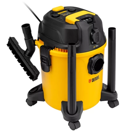 Пылесос строительный RVC20, 1400 Вт, бак 20 л, шланг 3 м, розетка с автосинхр. Denzel 28202 купить в Тюмени