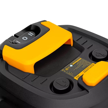 Пылесос строительный RVC20, 1400 Вт, бак 20 л, шланг 3 м, розетка с автосинхр. Denzel 28202 купить в Тюмени