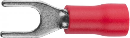 Наконечник СВЕТОЗАР для кабеля,изолированный,с вилкой,красный,вн. d 4,3мм,под болт 6мм,провод 0,5-1,5мм2,19А,10шт 49420-15 купить в Тюмени