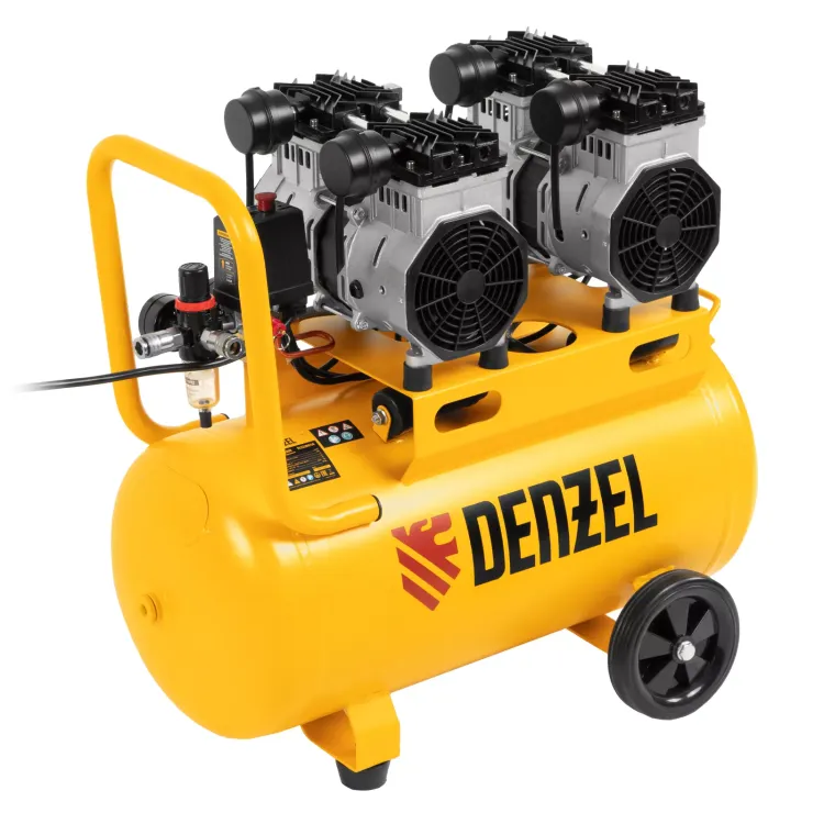 Компрессор безмасляный, малошумный Denzel DLS 2200/50, 2200 Вт, 2x1100, 50 л, 380 л/мин купить в Тюмени