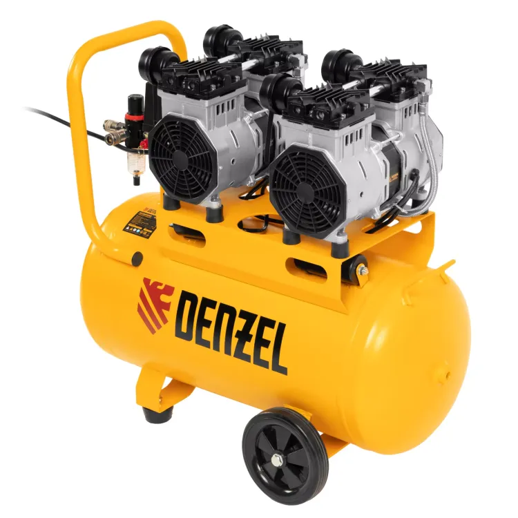 Компрессор безмасляный, малошумный Denzel DLS 2200/50, 2200 Вт, 2x1100, 50 л, 380 л/мин купить в Тюмени