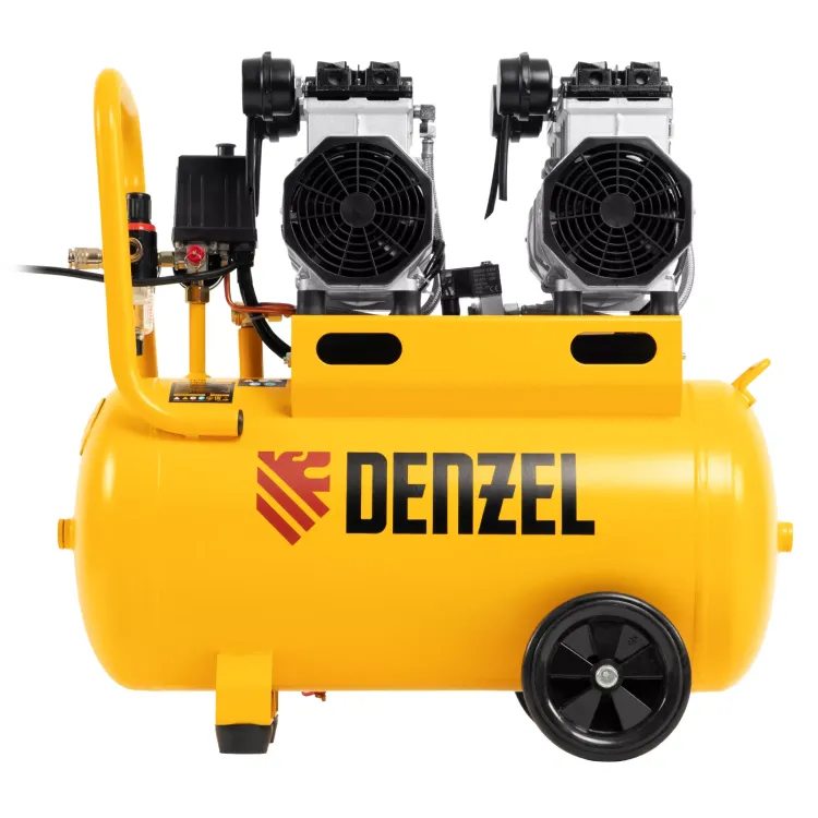 Компрессор безмасляный, малошумный Denzel DLS 2200/50, 2200 Вт, 2x1100, 50 л, 380 л/мин купить в Тюмени