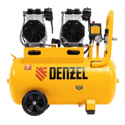 Компрессор безмасляный, малошумный Denzel DLS 2200/50, 2200 Вт, 2x1100, 50 л, 380 л/мин купить в Тюмени