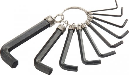Набор ключей шестигранных имбусовых HEX 1.5–10 мм CrV 10шт. оксидированные на кольце SPARTA 112665 купить в Тюмени