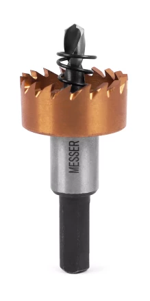 HSS-TiN коронка MESSER  28мм с центр. сверлом и толкающей пружиной для  лист. материала  до 2 мм ц/х купить в Тюмени