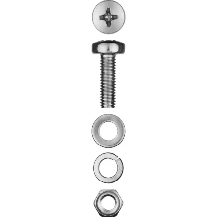 Винт (DIN7985) в комплекте с гайкой (DIN934), шайбой (DIN125), шайбой пруж. (DIN127), M5 x 16 мм, 18 шт, ЗУБР 303476-05-016 купить в Тюмени