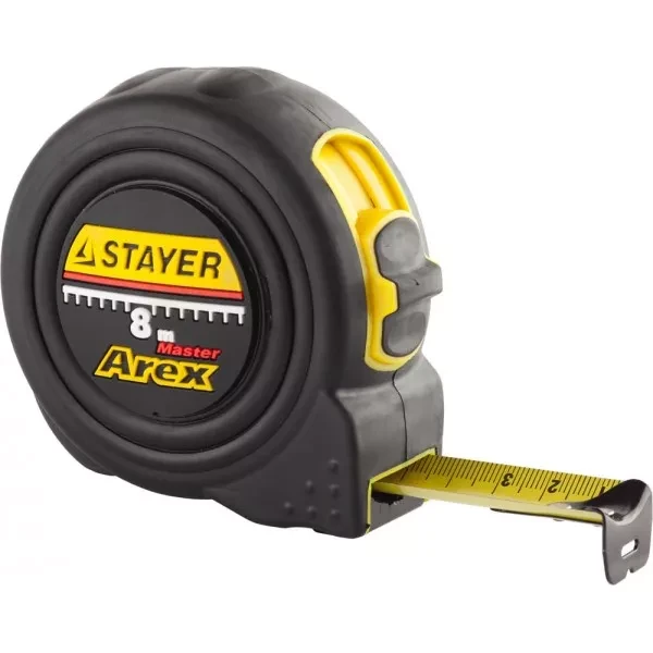 Рулетка STAYER "PROFI" "AREX", двухкомпонентный противоударный корпус, упрочненное полотно, 8м/25мм 3410-08_z01 купить в Тюмени