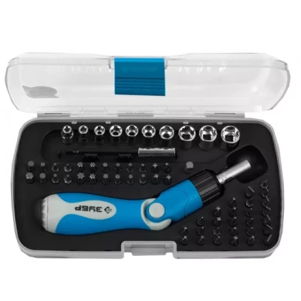 Набор ЗУБР Отвертка &quot;ЭКСПЕРТ&quot; реверсивно-рычажная с насадками,удл. с магнит.фикс.,Hex1/4&quot;-SQ1/4&quot;,в пласт. боксе,64пред. 25287-H64 купить в Тюмени